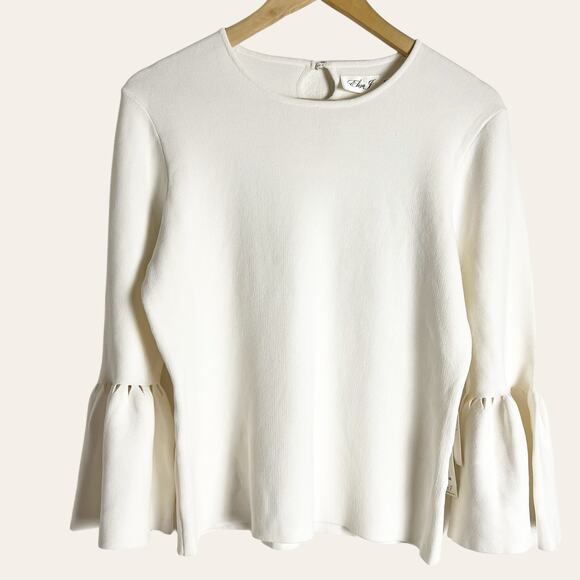Eliza J Ivory Bell Cutout Sleeve Knit Blouse Top Size XL - Picture 3 of 9